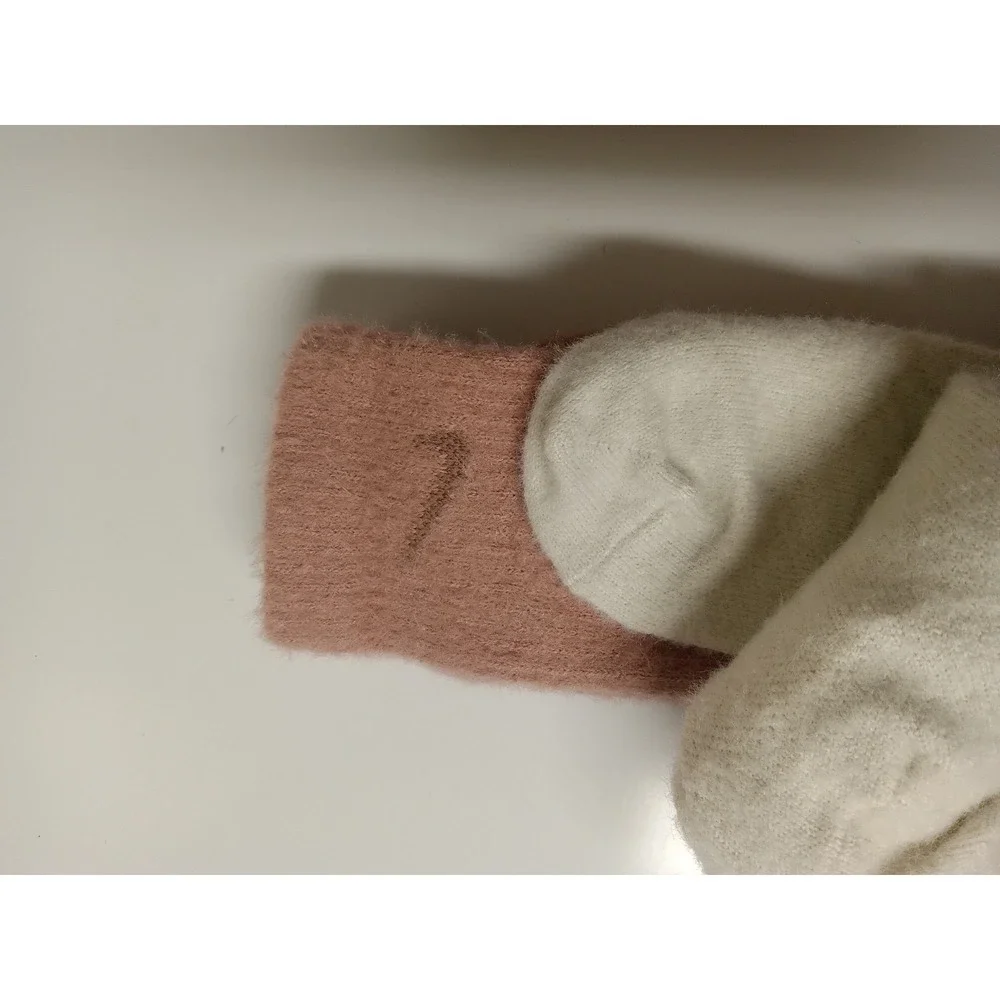 Nike Cozy Crew Socks M 6-8 W 6-10 Pink Brown‎ Cream 2 Pairs